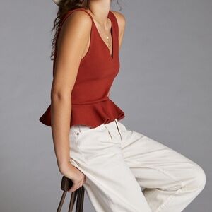 Anthropologie Rust Peplum Blouse